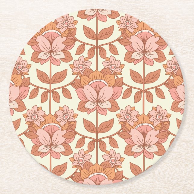 70s Retro Inspired  Round Paper Coaster (Front)