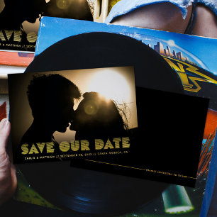 70s Retro Lined Type Save the Date Foil Invitation