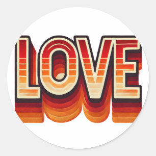 70s Retro LOVE Stickers