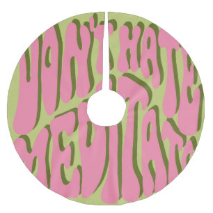 70s Retro: 'Meditate' Motivational Poster Brushed Polyester Tree Skirt