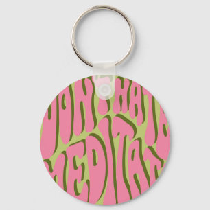 70s Retro: 'Meditate' Motivational Poster Key Ring