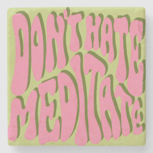 70s Retro: 'Meditate' Motivational Poster Stone Coaster