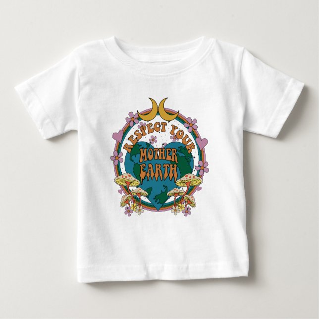 70's Retro Mother Earth Graphic Baby T-Shirt (Front)
