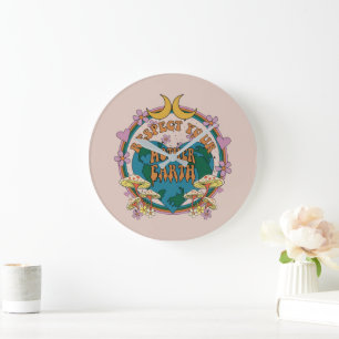 70's Retro Mother Earth Graphic Large Clock