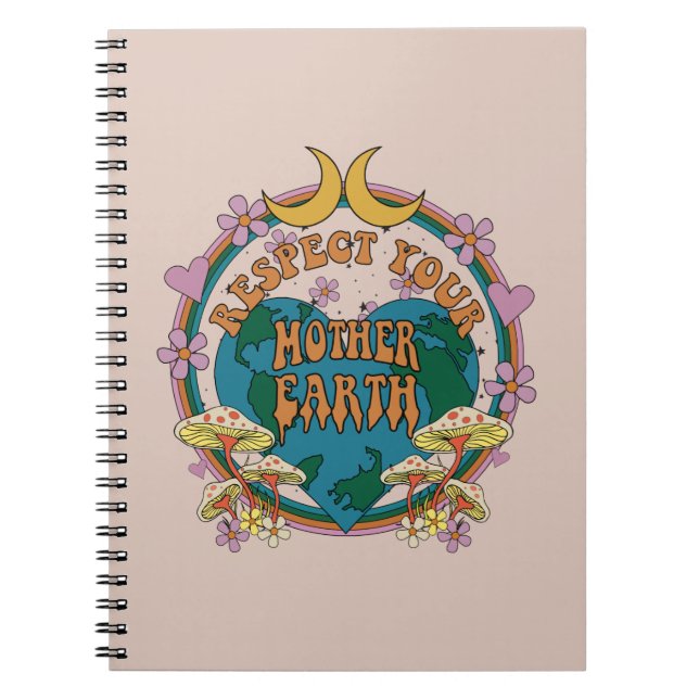 70's Retro Mother Earth Graphic Notebook (Front)