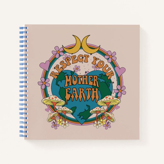 70's Retro Mother Earth Graphic Notebook (Front)