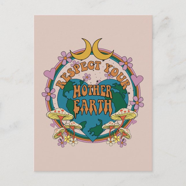 70's Retro Mother Earth Graphic Postcard (Front)