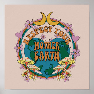 70's Retro Mother Earth Graphic Poster