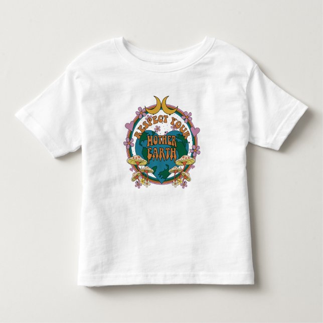 70's Retro Mother Earth Graphic Toddler T-Shirt (Front)