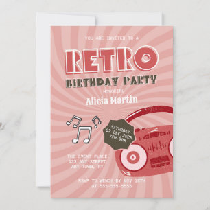 70s Retro Music Birthday Party Invitation