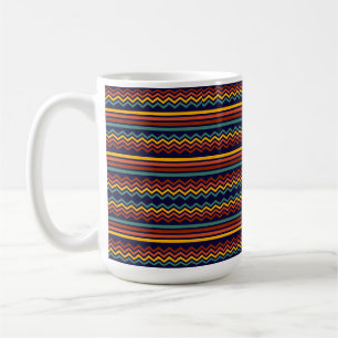70s Retro Navy & Mustard Boho Chevron Stripes Coffee Mug