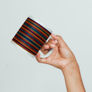 70s Retro Navy & Mustard Boho Chevron Stripes Large Coffee Mug
