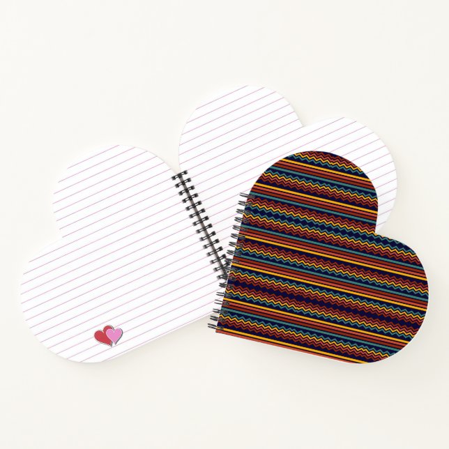 70s Retro Navy & Mustard Boho Chevron Stripes Notebook (Inside)