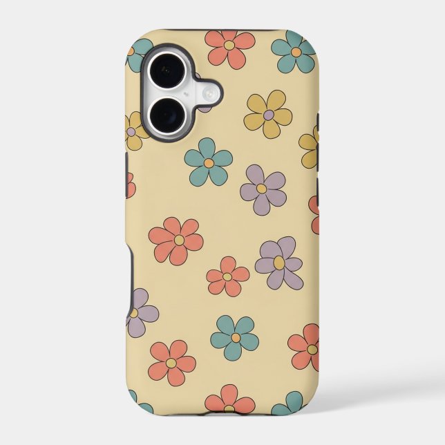 70s Retro Pastel Floral Seamless Phone Case (Back)