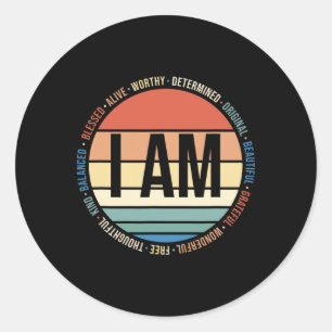 70s Retro Positive Affirmations Self Care Gift Men Classic Round Sticker