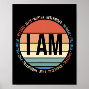 70s Retro Positive Affirmations Self Care Gift Men Poster