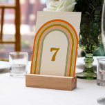 70s Retro Rainbow Groovy Wedding  Table Number<br><div class="desc">This retro wedding table number design was inspired by the 70s retro trend. It features a rainbow in retro colours. This design is perfect for a retro,  boho,  disco,  or 70s style wedding.

All of the text is customisable.</div>