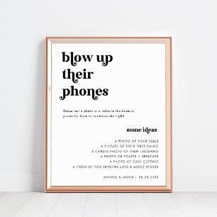70s Retro Script Blow Up Their Phones Wedding Sign