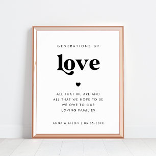 70s Retro Script Generations of Love Wedding Sign