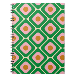 70's Retro Seamless Pattern. 60s and 70s Aesthetic Notebook