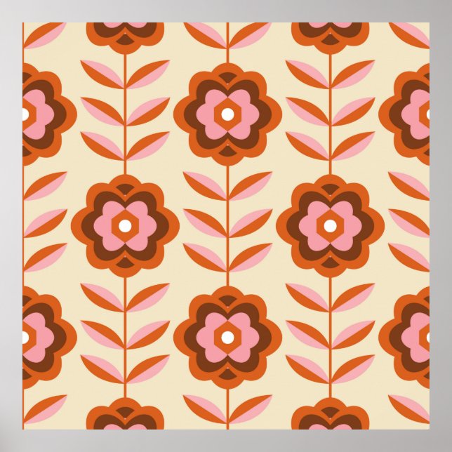 70's Retro Seamless Pattern. 60s and 70s Aesthetic Poster (Front)