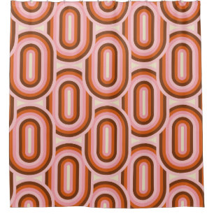70's Retro Seamless Pattern. 60s and 70s Aesthetic Shower Curtain