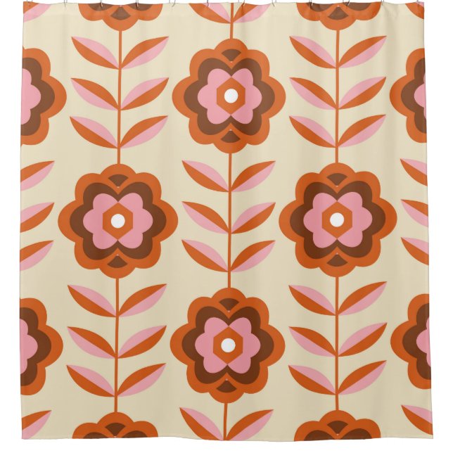 70's Retro Seamless Pattern. 60s and 70s Aesthetic Shower Curtain (Front)