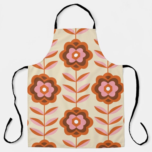 70's Retro Seamless Pattern. 60s and 70s Esthetic Apron (Front)