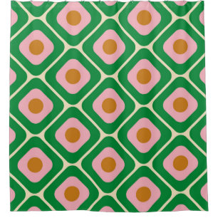 70's Retro Seamless Pattern. 60s and 70s Esthetic Shower Curtain