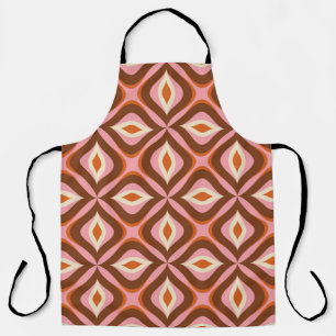 70s Retro Seamless Pattern in Orange, Brown, Pin Apron