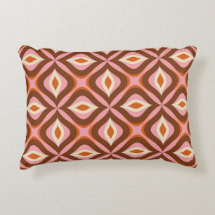 70s Retro Seamless Pattern in Orange,  Brown,  Pin Decorative Cushion