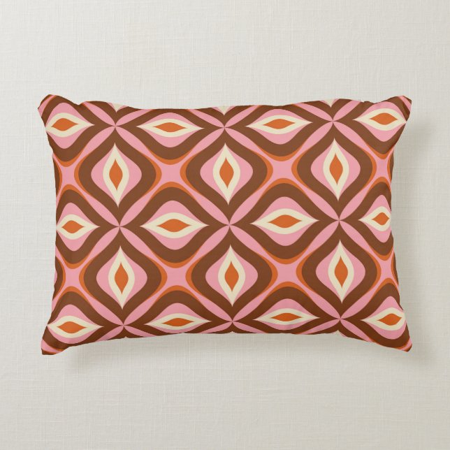 70s Retro Seamless Pattern in Orange,  Brown,  Pin Decorative Cushion (Front)
