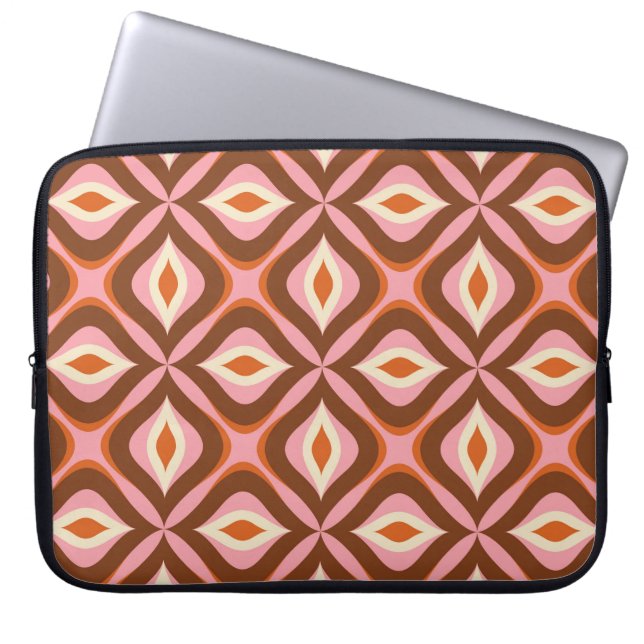 70s Retro Seamless Pattern in Orange,  Brown,  Pin Laptop Sleeve (Front)