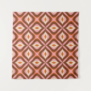 70s Retro Seamless Pattern in Orange, Brown, Pin Tapestry