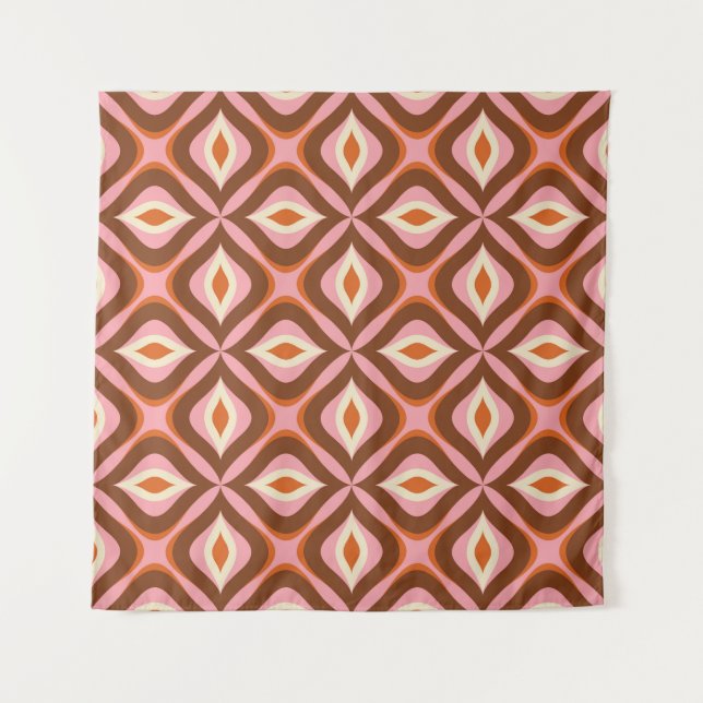 70s Retro Seamless Pattern in Orange,  Brown,  Pin Tapestry (Front)