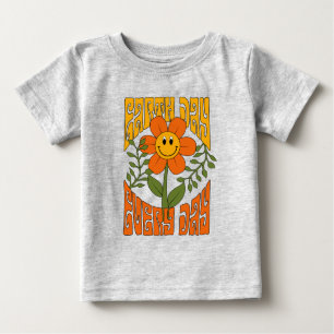 70's Retro Smiling Daisy Flower Baby T-Shirt