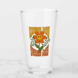 70's Retro Smiling Daisy Flower Glass