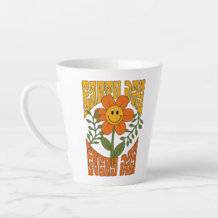 70's Retro Smiling Daisy Flower Latte Mug