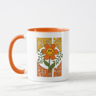70's Retro Smiling Daisy Flower Mug