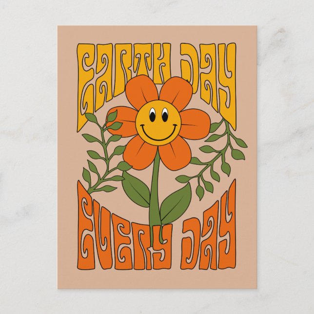 70's Retro Smiling Daisy Flower Postcard (Front)