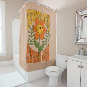 70's Retro Smiling Daisy Flower Shower Curtain