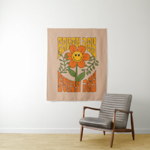 70's Retro Smiling Daisy Flower Tapestry