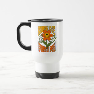 70's Retro Smiling Daisy Flower Travel Mug