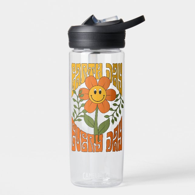 70's Retro Smiling Daisy Flower Water Bottle (Left)
