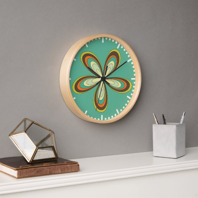 70's retro spring hippie flower power clock (Office)