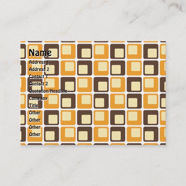 70s Retro Square Shapes Pattern Business Card (Front)