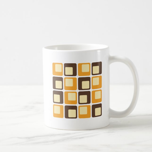 70s Retro Square Shapes Pattern Coffee Mug (Right)