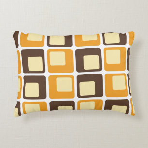 70s Retro Square Shapes Pattern Decorative Cushion