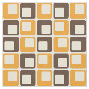 70s Retro Square Shapes Pattern Fabric