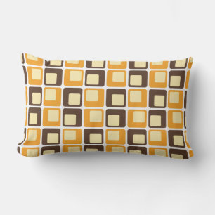70s Retro Square Shapes Pattern Lumbar Cushion